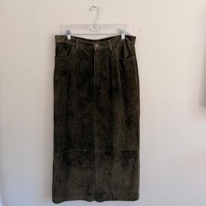 VINTAGE OLIVE GREEN EDDIE BAUER SEATTLE SUEDE MAXI SKIRT
